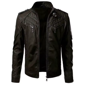 แจ็คเก็ตหนังแฟชั่นสไตล์วินเทจสำหรับผู้ชายแบบสั่งทำพิเศษ - Product Image 1