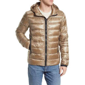 Veste matelassée à capuche dorée pour homme, coupe-vent, fermeture éclair sur le devant, manteau d'hiver décontracté, couleur unie, rembourrage en polyester, coupe ajustée - Product Image 1