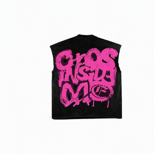 Camiseta sin Mangas Negra para Hombre con Estampado de Grafiti, Cuello Redondo, Corte Regular, para Todas las Temporadas, Material de Poliéster - Product Image 5