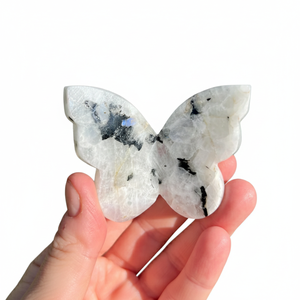 หินมูนสโตนธรรมชาติรูปปีกผีเสื้อ 3 มิติ แกะสลักคริสตัล พลังงานบำบัด หินแร่ตัวอย่าง ของตกแต่งสำนักงาน ขายส่ง - Product Image 2