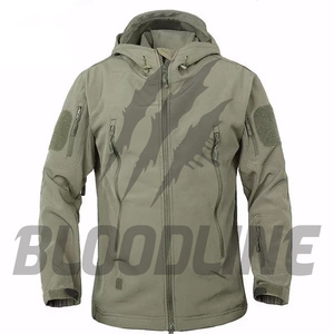 <b>Men</b> Tan Full Sleeve Windproof Softshell Jacket With Claw Print Front Autumn Outdoor Wear - Product Image 5