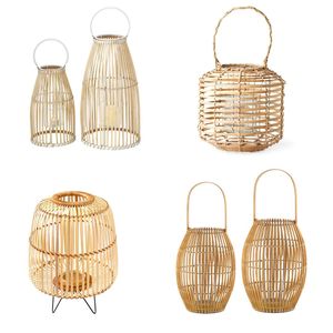 Vietrustic Trend-driven Design Natural Floor <b>Lantern</b> <b>Candles</b> and Glass Holders Bamboo Rattan <b>Lantern</b> Hanging <b>Candle</b> Holders - Product Image 1