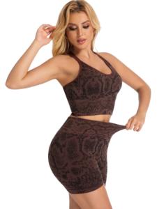 Conjunto de Shorts y Bra para Yoga, Ropa Deportiva sin Costuras, Cintura Alta, Tela Elástica, Cómoda y Transpirable para el Gimnasio - Product Image 3