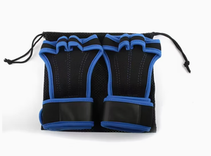 Guantes Deportivos Transpirables de Medio Dedo con Soporte para Muñeca, Estilo Liso Negro y Azul, para Primavera y Otoño - Product Image 4