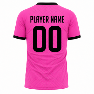 Conjunto de Camiseta de Fútbol Sublimada Rosa Personalizada, Nombre del Equipo, Número, Uniforme de Poliéster de Secado Rápido para Adultos, Manga Corta, Cuello Redondo, Geométrico - Product Image 5