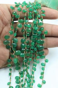 Perles d'émeraude naturelle de Zambie, facettées en forme de poire, 5-7 mm, 11 pouces, trou de 0,40 mm pour la fabrication de bracelets et de colliers - Product Image 3