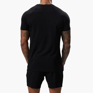 Conjunto de Camiseta y Pantalones Cortos para Hombre de Alta Calidad, 100% Algodón, Cuello Redondo, Hombros Caídos, Transpirable y Ligero - Product Image 4