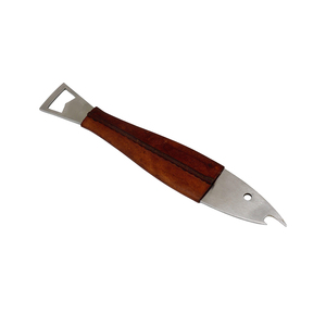 Leather Wrapped Fish Shaped Bottle Opener Features Durable Metal Design Dual Function Can Lifter Rustic <b>Bar</b> <b>Tool</b> Used For Party - Product Image 1