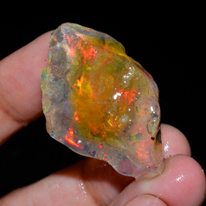 Lot de 4 opales éthiopiennes Welo Fire Oily naturelles à 100 %, qualité AAA, pierres brutes, certifiées par un tiers, pour la fabrication de bijoux - Product Image 5