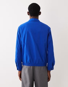Men's Blue windbreaker <b>Jacket</b> Solid Color Zipper Closure Turn-down Collar Cotton Material Casual Autumn Wear - Product Image 5