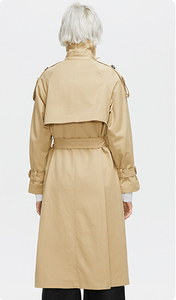Gabardina Larga para Mujer, Color Sólido, Resistente al Viento, Estilo Casual, Manga Larga, Cuello Chal, para Primavera, Otoño e Invierno - Product Image 3
