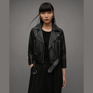 แจ็คเก็ตมอเตอร์ไซค์หนังแท้สำหรับผู้หญิงแบบขายส่งสั่งทำพิเศษสำหรับฤดูหนาว ทรงเข้ารูป แขนยาว ปักโลโก้ได้ กันน้ำ - Product Image 2