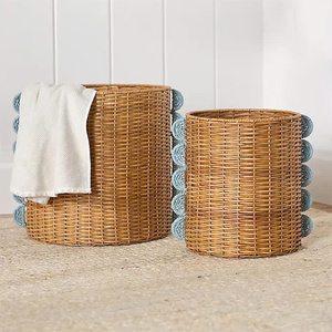 Organizador de Ropa de Ratán Hecho a Mano, Cesta de Almacenamiento Moderna, Color, Forma y Logotipo Personalizables, de Vietnam, HNH Craft - Product Image 1