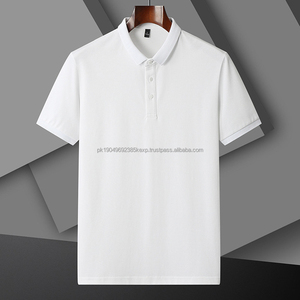 2025 nouveaux hommes à la mode à manches courtes pour polo Style polyvalent blanc couleur unie moulant vêtements décontractés pour hommes - Product Image 1