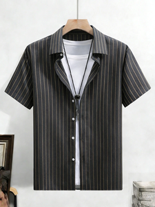 เสื้อเชิ้ตผู้ชายแขนสั้นแบบเรียบง่ายสำหรับธุรกิจ ผ้าถัก ระบายอากาศได้ดี พิมพ์ลายคมชัด 100% โพลีเอสเตอร์ - Product Image 4