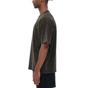 Wholesale Customized Heavyweight 100% Cotton High Street Style Eco-Friendly Quick Dry Acid Washed <b>Drop</b> Shoulder Men's T-shirts - Product Image 5