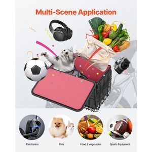 Quick Release Design Rear Bike <b>Basket</b> Foldable <b>Wire</b> Bicycle Cargo Net with Waterproof Cover and Removable Liner Bag - Product Image 6