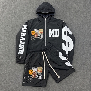 Conjunto Corto de Nylon Cortavientos con Logotipo Personalizado para Hombre 2026, Talla Grande, Traje Deportivo Cortavientos, Chaquetas con Cremallera, Pantalones Cortos, Conjuntos Casuales de Dos Piezas - Product Image 5