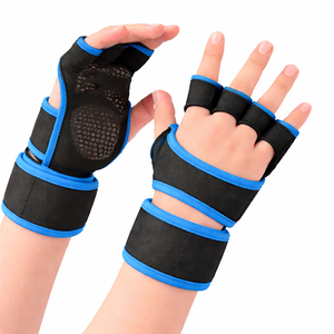 <b>Half</b> Finger Gym Gloves Mesh Palm Weight Lifting Adjustable Wrist Strap Breathable Non <b>Slip</b> Unisex Fitness Gloves - Product Image 1
