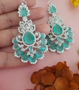 Flawless Premium Quality <b>Silver</b> Plated Moissanite <b>Drop</b> Statement <b>Earring</b> for Women Evening Look Party Wear Fashion Collection - Product Image 2