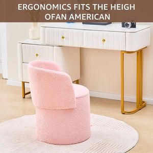 Modern Foldable Vanity <b>Stool</b> <b>with</b> Backrest Teddy Velvet Ottoman As Extra Seating & Small Side <b>Table</b> Modern Storage Footrest - Product Image 2
