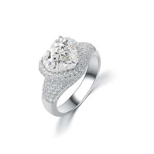 Heart Cut Diamond <b>Cocktail</b> <b>Ring</b> 18K Solid <b>Gold</b> Rhodium Plated Luxury Women's Engagement Fine Jewelry - Product Image 2