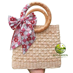 Bolso de mano de paja natural hecho a mano, bolso de mano tejido de junco marino con asas de ratán, decoración floral bohemia, bolso ligero de playa para verano - Product Image 5