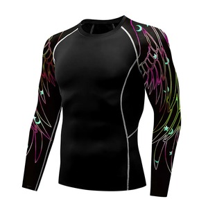 Factory Manufacture 2026 Wholesale Jiu Jitsu Rash Guard Custom Long Sleeves MMA <b>Compression</b> Boxing Rash Guard <b>for</b> <b>Men</b> - Product Image 3