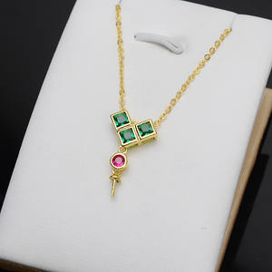 Ensemble de pendentifs vides en argent S925 en forme de V avec pierre colorée et perle pour la fabrication de bijoux DIY pour femmes, accessoires et composants - Product Image 3