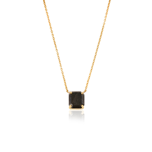 Élégant Collier Pendentif Solitaire en Or Jaune 18K avec Diamant Noir, Pierre de Naissance d'Avril, Nouveauté, pour Port Quotidien, Fournisseur de Bijoux - Product Image 3