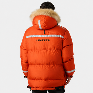 <b>Mens</b> Premium Winter Puffer <b>Jacket</b> Heavy Duty Parka Fur Hooded Down Coat Waterproof Outdoor <b>Reflective</b> Safety Stripe - Product Image 2