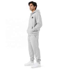 Ensemble de survêtements à capuche zippés 100 % coton pour hommes, coupe oversize, avec logo personnalisé, pour l'entraînement, le jogging et les loisirs – Fournisseur en gros - Product Image 4