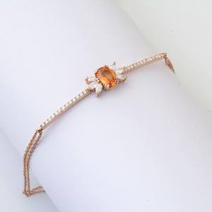 สร้อยข้อมือแซฟไฟร์สีส้ม แซฟไฟร์สีส้มธรรมชาติแท้ เครื่องประดับประจำเดือนเกิด ของขวัญสำหรับคนรัก - Product Image 2