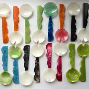 Multicolour Epoxy Resin Salad <b>Server</b> Sets Multifunctional Kitchenware Dinnerware Tableware Food Serving Spoon & Fork Set - Product Image 2
