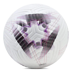 Ballon de football CORE FIELD blanc, cousu à la machine, écologique, durable, léger, motif étoile noire et ligne rose, pour intérieur/extérieur - Product Image 1