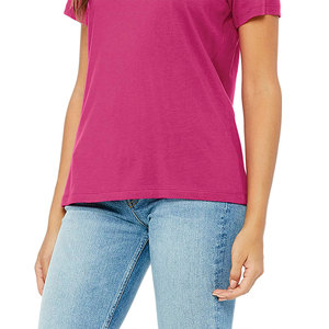 T-shirt tendance pour femme à col en V, en coton doux et extensible, à manches courtes, basique, mode décontractée, fabricant de marques privées - Product Image 3