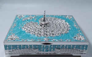 Plateau à fruits secs/boîte à bijoux en argent allemand avec design en émail, métal durable et fer, boîte cadeau en velours - Product Image 2