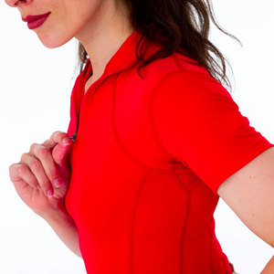 Combinaison de compression tricotée rouge pour femme, longue, respirante, anti-transpiration, en Spandex et Polyester, taille haute, séchage rapide - Product Image 6