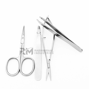 Pinzas de cejas ligeras de acero inoxidable con punta inclinada, producto de primera categoría RMI, juego de pinzas y tijeras para cejas plateadas - Product Image 4