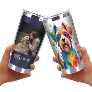Vaso de Acero Inoxidable de 20oz, Taza de Viaje de Doble Pared Aislada con Diseño Colorido de Perro para Amantes de Mascotas - Product Image 2