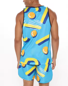 Meilleurs ensembles de t-shirts et shorts imprimés pour hommes, style streetwear, tissu tricoté respirant de haute qualité pour l'été - Product Image 2