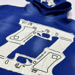 Custom <b>Sun</b> Fade Distressed Embroidery Men's Hoodies Sweatshirt High Quality Cotton Thermal Long Sleeve Custom Hoodies - Product Image 2