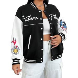 แจ็คเก็ตยีนส์เบสบอลผ้าฝ้ายระบายอากาศสำหรับผู้หญิง OEM สไตล์ลำลองสำหรับกิจกรรมกลางแจ้ง คอตั้ง พิมพ์ลายตัวอักษรโลโก้ตามสั่ง สำหรับฤดูใบไม้ร่วง - Product Image 1