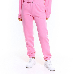 Women 2 Piece Pink Crop Hoodie <b>Jogger</b> <b>Set</b> Fleece Tracksuit High Waist Sweatpants <b>Matching</b> Outfit - Product Image 2