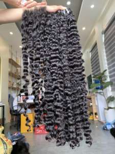 Vente en gros d'extensions de cheveux humains vietnamiens naturels 30 pouces Curl Style brut donneur unique eurasien couleur tissage paquet - Product Image 6