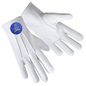 ถุงมือหนังแท้มาสเตอร์เมสันบลูลอดจ์ พร้อมแผ่นปักลายวงกลมสีน้ำเงิน - Product Image 3