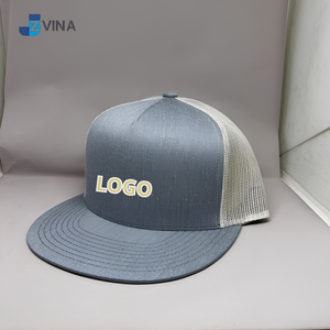 Wholesale Custom Logo Mesh Trucker Cap 3D Embroidery Snapback <b>Flat</b> Brim Adjustable Trucker <b>Hat</b> Basic Color - Product Image 4