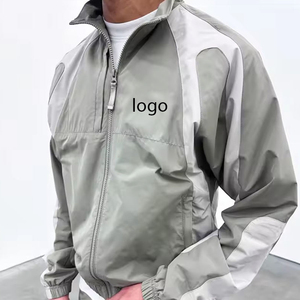 Ensemble de survêtement gris clair pour homme, fermeture éclair intégrale, sportif, respirant, 100 % nylon, coupe classique, couleur unie, poches latérales imprimées, hiver - Product Image 5