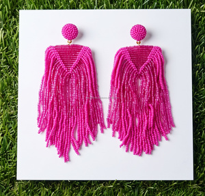 Pendientes de Borla Billion Crafts para Mujer, Estilo Bohemia de Lujo, con Cuentas de Cristal y Flecos, Joyería de Moda para Uso Diario, Dorado y Rojo - Product Image 3