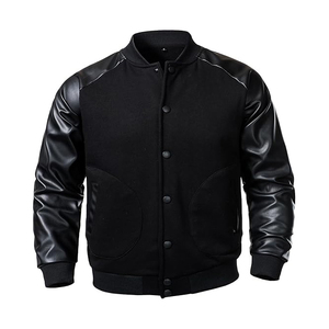 Sherpa <b>Lined</b> Varsity Jacket Men Cotton Polyester Blend Warm Fleece Interior Baseball College Extreme Cold Weather Winter <b>Coat</b> - Product Image 1